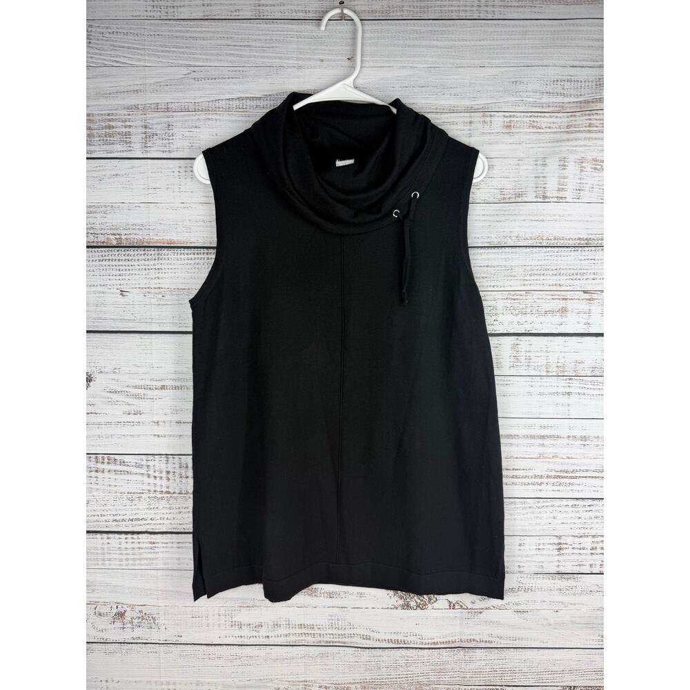 Wynne Layers Black Sleeveless Top Large Cowlneck Soft Stretch Muscle Tank Casual